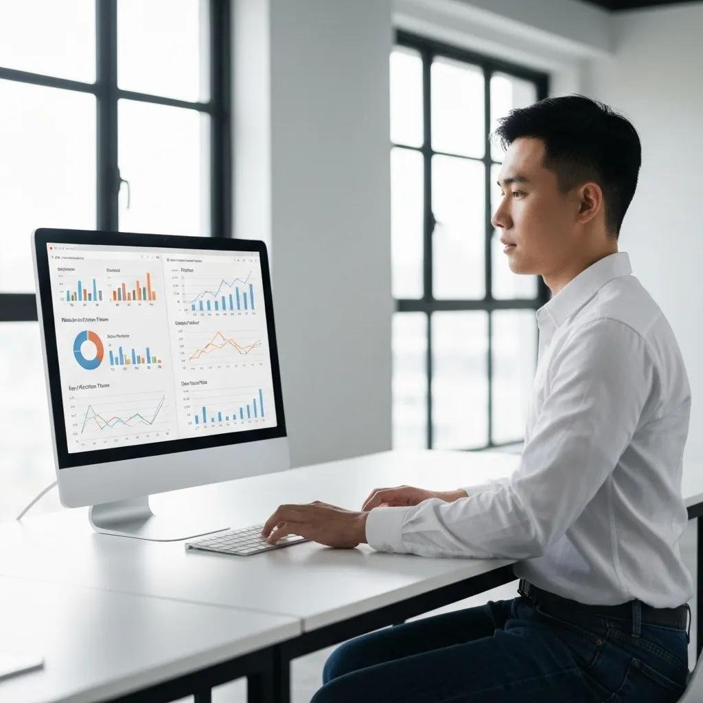 Person conducting a technical SEO audit on a computer, showcasing website performance metrics