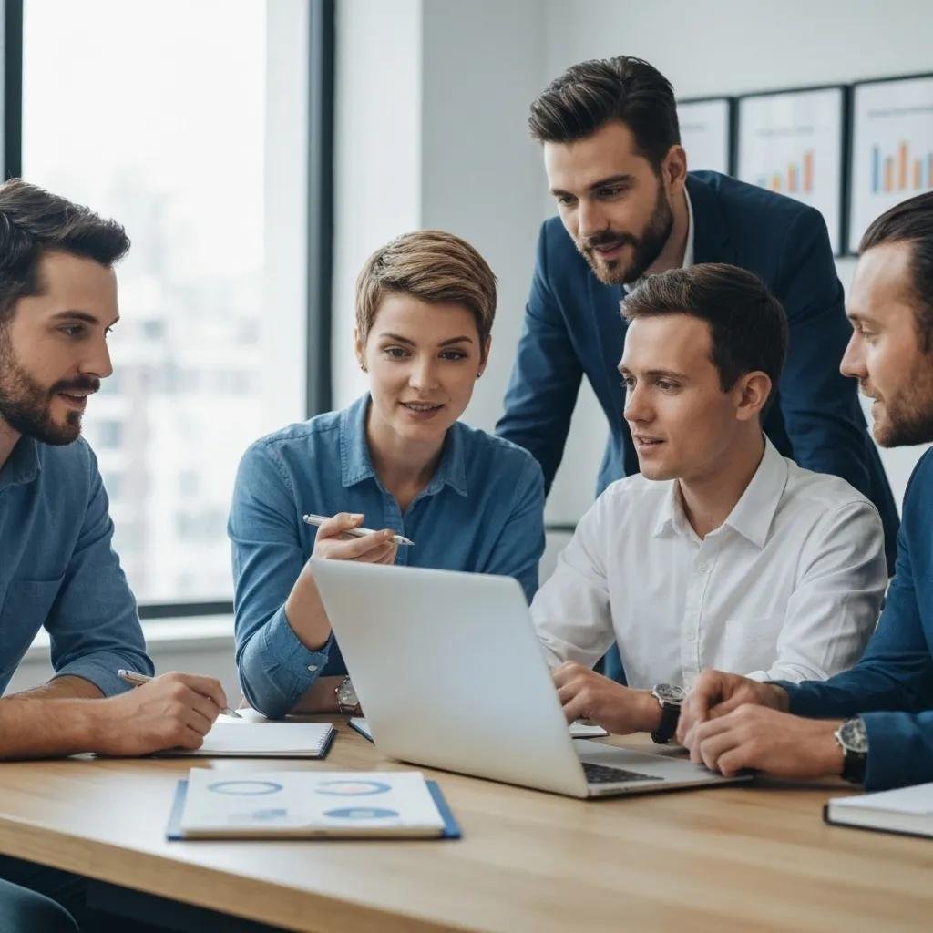 Small business team analyzing SEO performance metrics for effective strategy