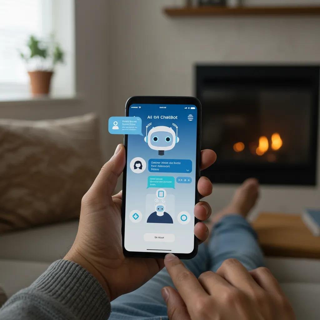 A user receiving immediate, friendly assistance from an AI chatbot on their smartphone screen